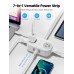 USB Travel Power Strip ORICO Charging Station with 4 Outlets 3 USB A Ports, 5 Ft Flat Extension Cord Power Cube for iPhone /iWatch/iPad,Travel Cruise Apartment College Dorm Room Essentials