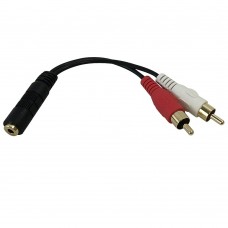 6 inch Molded 3.5mm Female to 2 x RCA Male Audio Cable