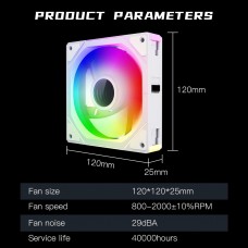 Jungle Leopard PC Fan 120 Fan Infinity Mirror Module Daisy-Chain 5V ARGB PWM Case Fans 120mm Triple Pack Suitable for Computer Case & CPU Cooling (White Reverse)
