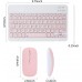 Rechargeable Bluetooth Keyboard and Mouse Combo Ultra-Slim Portable Compact Wireless Mouse Keyboard Set for Android Windows Tablet Cell Phone iPhone iPad Pro Air Mini, iPad OS/iOS 13 and Above (Pink)