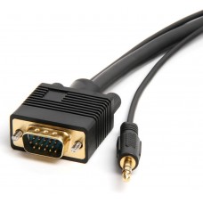 30FT VGA SVGA Monitor Cable, Gold Plated Connectors, Support Full HD Displays HDTVs (Male-to-Male) with 3.5mm Stereo Audio