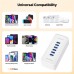 Charging Station USB, 6 Ports USB Charger hub Charger Block with US Plug, Multi USB Charger for iPhone 17/16/15/14/13/12/XR, iPad, Samsung Galaxy S25/S24, Desktop Multiple USB Power Adapter, White