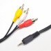 3FT 2.5 mm to RCA AV Camcorder Video Cable,2.5mm Male to 3RCA Male Plug Audio Video AUX Cable for Smartphones MP3 Tablets Speakers Home Theater
