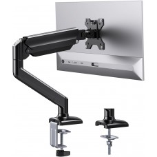 ErGear Single Monitor Arm for 13-34 inch Screens, Adjustable Pneumatic Spring Monitor Mount Holds up to 22 lbs, Computer Monitor Stand with VESA Mount, C-Clamp & Grommet Base, Max VESA 100x100mm
