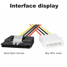  Sata 15 Pin Female to Molex 4 Pin Male Power Cable Adapter 