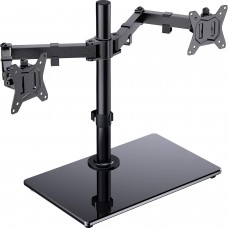 ErGear Dual Monitor Stand for 13”- 32” Screen, Freestanding Dual Arm Desk Mount with Sturdy Base, Gaming Double Monitor Stand Hold17.6lbs/Arm