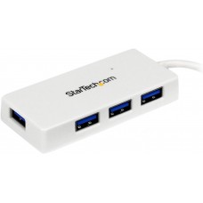 StarTech.com ST4300MINU3W 4 Port USB 3.0 Hub – Built-in Cable – Compact – SuperSpeed – White – USB Splitter – USB Port Expander – USB 3 Hub