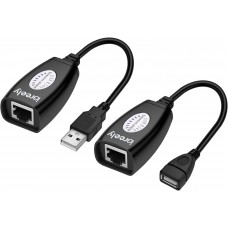 USB Extender - USB 2.0 to RJ45 LAN Extension Adapter Over Cat5/Cat5e /Cat6 Cable