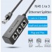 RJ45 Ethernet Splitter 1 to 3 Network Adapter, RJ45 1 Male to 3 Female LAN Ethernet Adapter Cable, Suitable Super Cat5, Cat5e, Cat6, Cat 7, Cmpatible with ADSL, TVs, Set-top Boxes, Routers, Computers