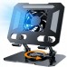 360° Rotating Tablet Desk Stand Holder with USB Cooler，Carbon Steel Frame Dual Rod Mount Support