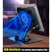 360° Rotating Tablet Desk Stand Holder with USB Cooler，Carbon Steel Frame Dual Rod Mount Support