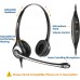 Wantek 2.5mm Telephone Headset Binaural with Noise Canceling Mic for Cisco Linksys SPA Grandstream Polycom Panasonic Zultys Siemens Gigaset Uniden AT&T Office IP and Cordless Dect Phones(