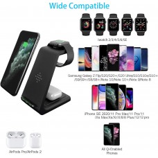 Wireless Charger,3 in 1 Fast Wireless Qi Charging Station Dock Stand