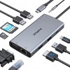 USB C Hub Adapter, 10 in 1 Type C Hub with 4K HDMI, Ethernet,VGA, 3 USB 3.0 Ports, Audio, USB C and SD/TF Card Reader