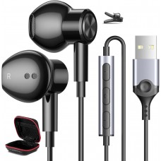 USB Headphone for Laptop PC Computer 7.5FT Magnetic Wired Earbuds Corded Earphone with Microphone Mute Control Lightweight Noise Canceling in Ear Gaming Headset for MacBook Office Work School Kid Zoom