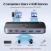 UGREEN USB 3.0 Switch 2 Computers Sharing USB A and C Peripherals, 4 Port USB Switcher Hub for 2 Computers Sharing Keyboard Mouse Webcam Microphone Headphone with 2 USB 3.0 Data Cables and Remote