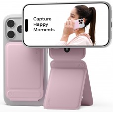 Phone Tripod Stand Magnetic Selfie Stick for iPhone, Multi-Angles iPhone Stand,Lightweight & Portable Phone Holder,Strong Magnets, MOVAS Vegan Leather,Travel Essentials, Blush(Without Card Slot)