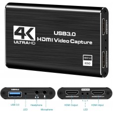 4K HDMI Video Capture Card, USB3.0 1080P 60FPS Video Recorder, Nintendo Switch Capture Card for Streaming Gaming and Broadcasting, Xbox Series X/S, Xbox One X/S, PS4, PS5, OBS, Camera, PC