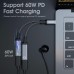 USB C Splitter, Dual USB C Headphone and Charger Adapter,2-in-1 Type C Audio Dongle Cable with PD 60W Fast Charging Support Call Music for Pixel 4 3 XL, iPhone 15, Galaxy S23 S22 S21, Xperia