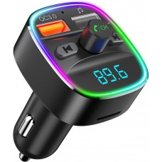 Nulaxy Bluetooth FM Transmitter for Car, Upgraded QC3.0 & 5V/1A Dual USB Charger Bluetooth Car Adapter Wireless Radio, 7-Color LED Backlit Light, Hands-Free Calling, Support USB Drive TF Card - NX10 Nulaxy Bluetooth FM Transmitter for Car, Upgraded QC3.0 & 5V/1A Dual USB Charger Bluetooth Car Adapter Wireless Radio, 7-Color LED Backlit Light, Hands-Free Calling, Support USB Drive TF Card - NX10