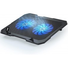 TopMate C302 Laptop Cooling Pad Ultra Slim Notebook Cooler, Laptop Fan Cooling Stand with 2 Quiet Big Fans Blue LED Light, Chill Mat with Built-in USB Cable Plug and Play, for 10-15.6 Inch Laptops