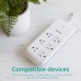 Philips 6 Outlet Smart Surge Protector, 4 Ft Braided Cord, Individual Control, 1080 Joule, Compatible with Alexa, Google Home, Bluetooth Set Up, No Hub Required, ETL Listed, White