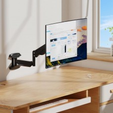 Suptek Gas Spring Single Arm Monitor Wall Mount for 13-32 Inch Screens - Full Motion Adjustable Arm Holds up to 22lbs, VESA 75x75/100x100mm Bracket Compatible with Computer Monitors, LCD Displays