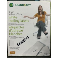 Grand & Toy White Mailing Labels/63sheets