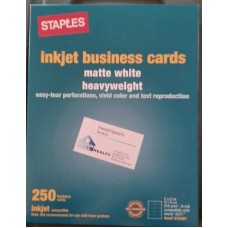 Staples ~ Inkjet Business Cards 2" x 3 1/2" Matte White 100 Cards