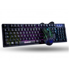 Marvo Scorpion Rainbow Wired LED Backlight 7-color Membrane Gaming Keyboard & Mouse Combo_Black